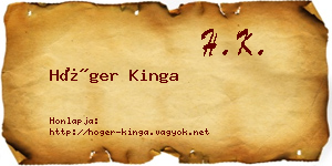 Höger Kinga névjegykártya